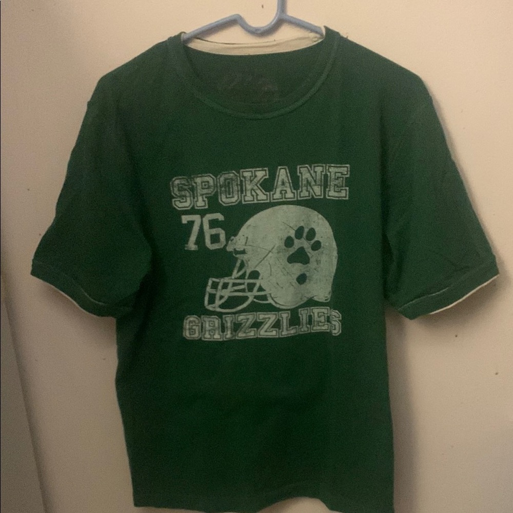 Sweet Spokane Grizzlies Green w/white trim 100% Cotton Crewneck Tshirt SZ M-Lrg